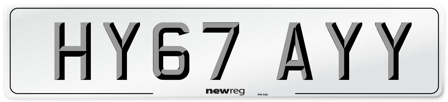 HY67 AYY Number Plate from New Reg